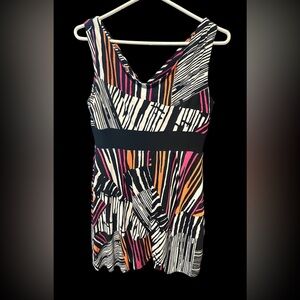 Cleo petite size 10 women’s sleeveless slip on dress. Zebraesque pattern.